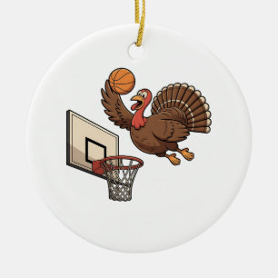 Décoration En Céramique Basket-ball drôle de plongée de dinde de Thanksgiv