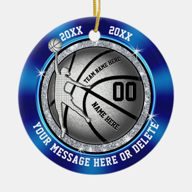 Décoration En Céramique Basket-ball personnalisé bleu pour filles (Devant)