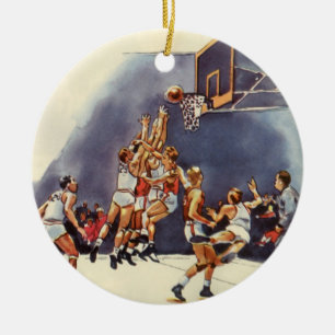 Décoration En Céramique Basket-ball sportif vintage, joueurs dans un jeu