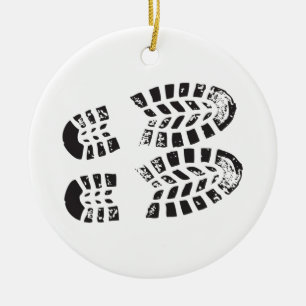 Décoration En Céramique Baskets noirs et empreinte blanche