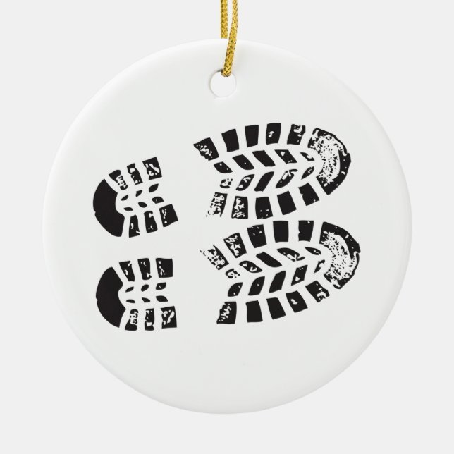 Décoration En Céramique Baskets noirs et empreinte blanche (Devant)
