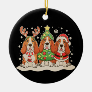 Décoration En Céramique Basset Hound de Noël Chapeau de Père Noël Renne Ch