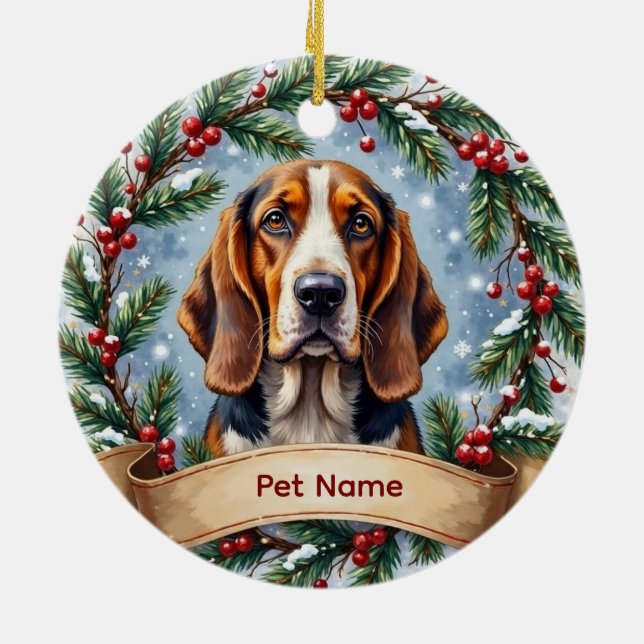 Décoration En Céramique Basset Hound Noël (Dos)