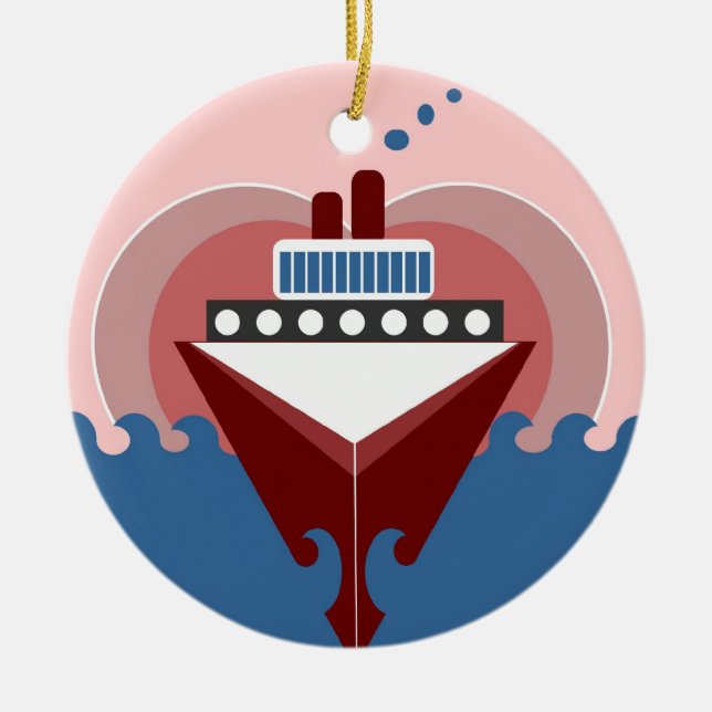 Décoration En Céramique Bateau de croisière Amour à deux côtés (Devant)