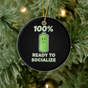 Décoration En Céramique Batterie sociale drôle 100% pleine - Prêt à social