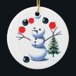 Décoration En Céramique Baubles de Noël de Snowman<br><div class="desc">Même les bonhommes de neige possèdent des talents ; imaginez un bonhomme de neige appétissant avec des bras brindilles jonglant habilement avec des boules de Noël vibrantes,  en s'efforçant de ne pas laisser tomber. C'est une décoration ludique et charmante pour votre sapin de Noël.</div>
