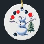 Décoration En Céramique Baubles de Noël de Snowman<br><div class="desc">Même les bonhommes de neige possèdent des talents ; imaginez un bonhomme de neige appétissant avec des bras brindilles jonglant habilement avec des boules de Noël vibrantes,  en s'efforçant de ne pas laisser tomber. C'est une décoration ludique et charmante pour votre sapin de Noël.</div>