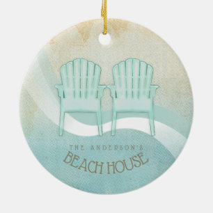 Décoration En Céramique Beach House Adirondack Chaises Aqua Blue ID623