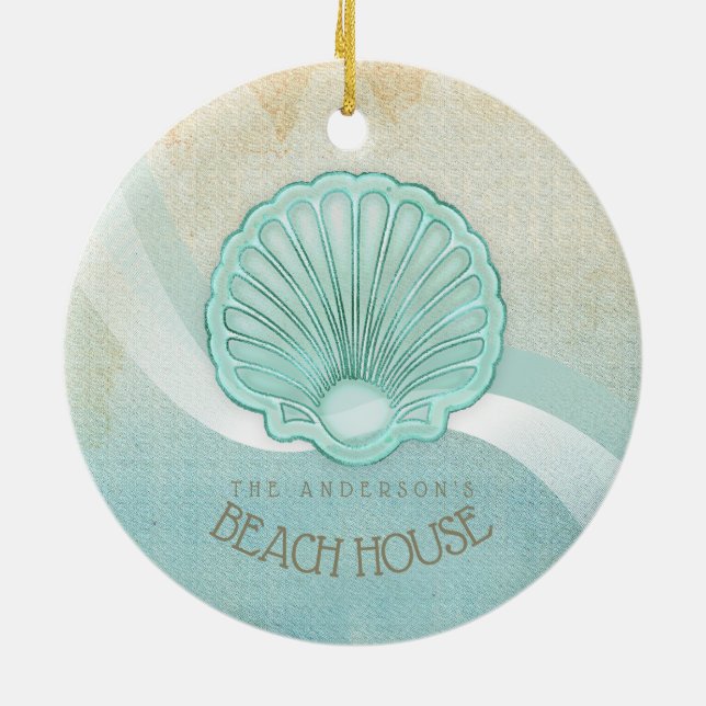 Décoration En Céramique Beach House Clam Shell Aqua Blue ID623 (Dos)