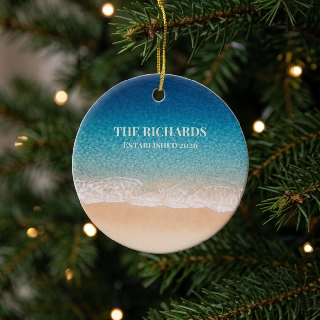 Décoration En Céramique Beach Shoreline Custom Name (Créateur téléchargé)