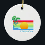 Décoration En Céramique Beach Sunset Turks Caicos<br><div class="desc">A classic retro beach design of a ocean sunset and palm trees for Turks and Caicos islands. A awesome gift for any Caribbean vacation.</div>