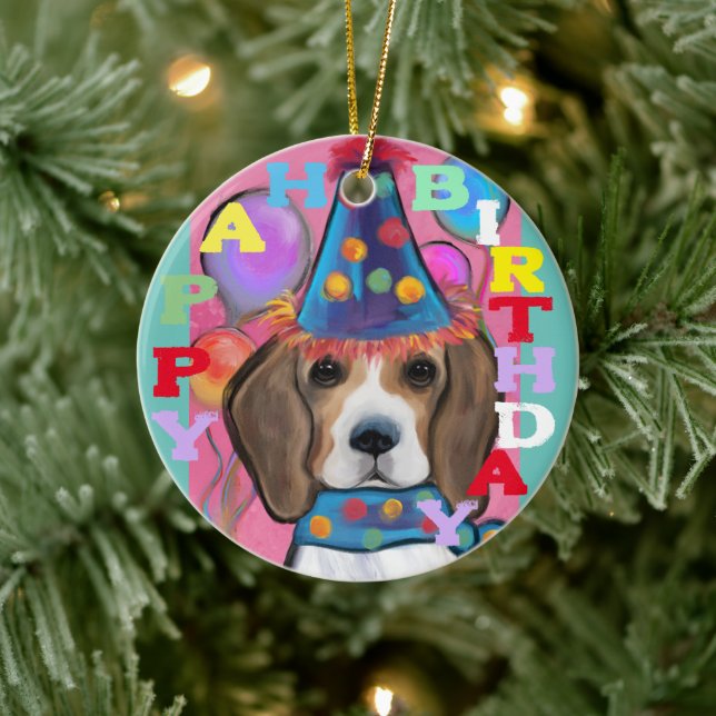 DÉCORATION EN CÉRAMIQUE BEAGLE        (Arbre)