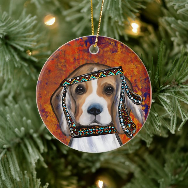 Décoration En Céramique Beagle    (Arbre)