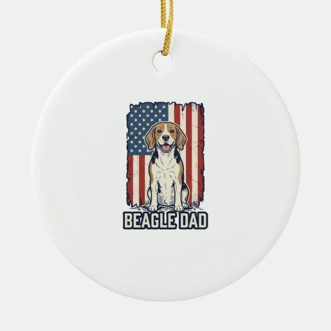Décoration En Céramique Beagle Dad Patriotic Vintage Engraving Dog Design_ (Devant)