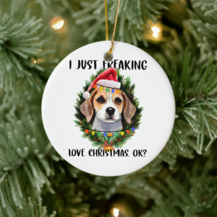 Décoration En Céramique Beagle j'adore juste Noël ok Noël