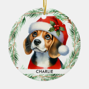 Décoration En Céramique Beagle Noël Personnalisé mignon Père Noël Chien