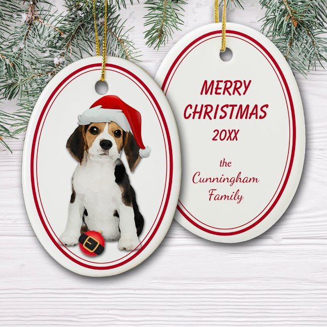 Décoration En Céramique Beagle Puppy Père Noël Bulbe Noël (Créateur téléchargé)