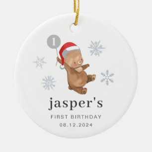 Décoration En Céramique Bear Balloon Santa Hat