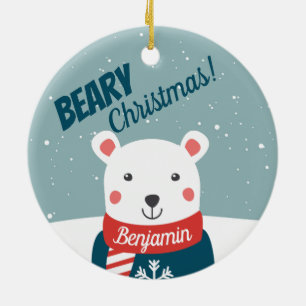 Décoration En Céramique Béary Noël avec dessin animé ours polaire