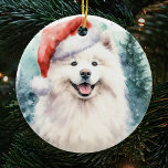 Décoration En Céramique Beau Blanc Samoyed Aquarelle Noël<br><div class="desc">Aquarelle mignonne Samoyed Dog ornement de Noël avec des arbres de Noël dans l'arrière - plan. Le cadeau parfait pour les amoureux de Samoyed.</div>