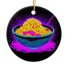 Beau bol en néon avec nouilles Ramen