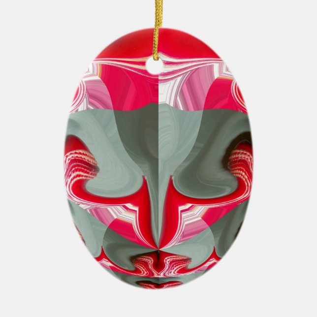 Décoration En Céramique Beau motif géométrique gris cendré rouge ART (Devant)