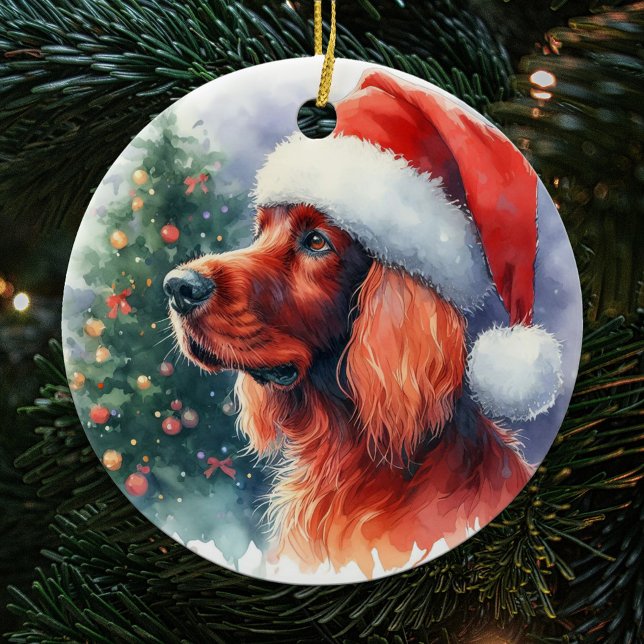 Décoration En Céramique Beau Noël de Chien Setter Irlandais (Créateur téléchargé)