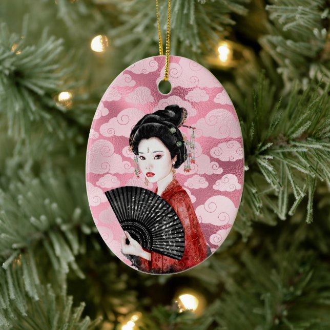 Décoration En Céramique Beau Noël japonais Geisha et Cloud (Arbre)