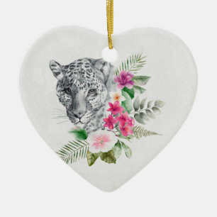 Décoration En Céramique Beau portrait de tête de léopard en aquarelle