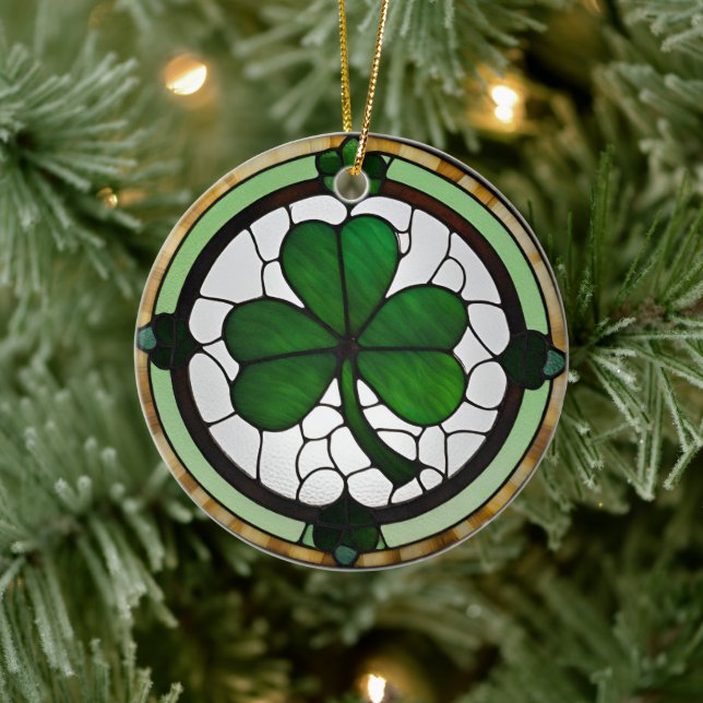 Décoration En Céramique Beau Shamrock en verre de Faux (Arbre)