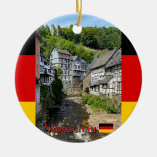 Décoration En Céramique Beau village allemand Monschau en voyage d'été