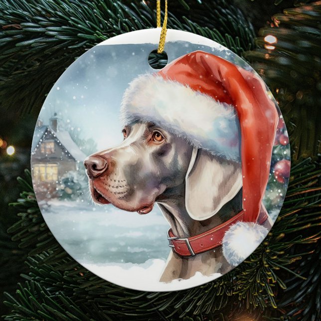 Décoration En Céramique Beau Weimaraner Chien hiver Noël (Créateur téléchargé)