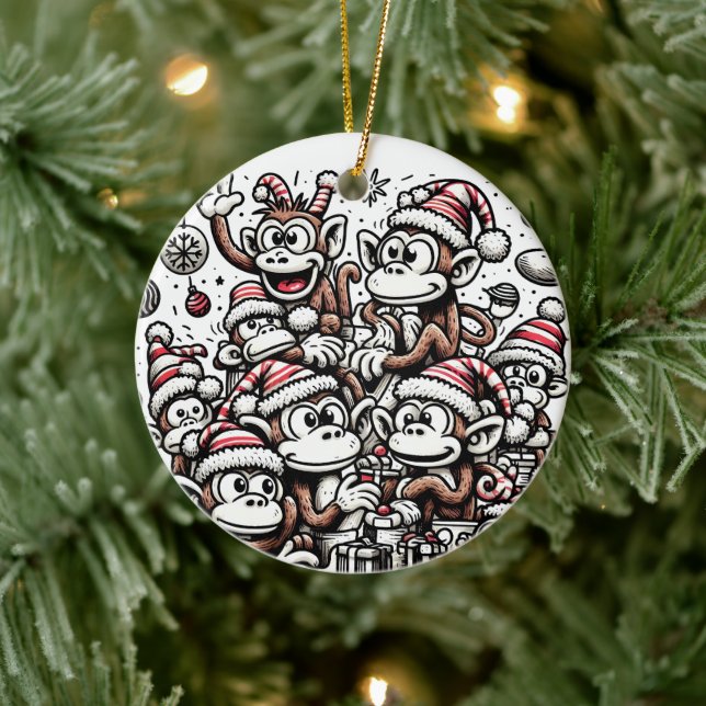 Décoration En Céramique Beaucoup de singes de Noël (Arbre)