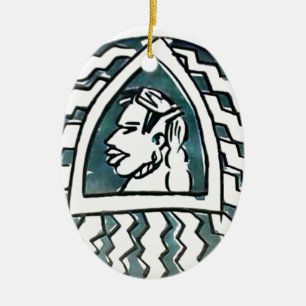 Décoration En Céramique Beauté Africaine Bongo Maasai Portrait Art Tribal