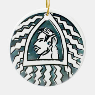 Décoration En Céramique Beauté Africaine Bongo Maasai Portrait Art Tribal