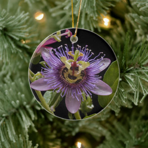 Décoration En Céramique Beauté énigmatique : Fleur de passion violette
