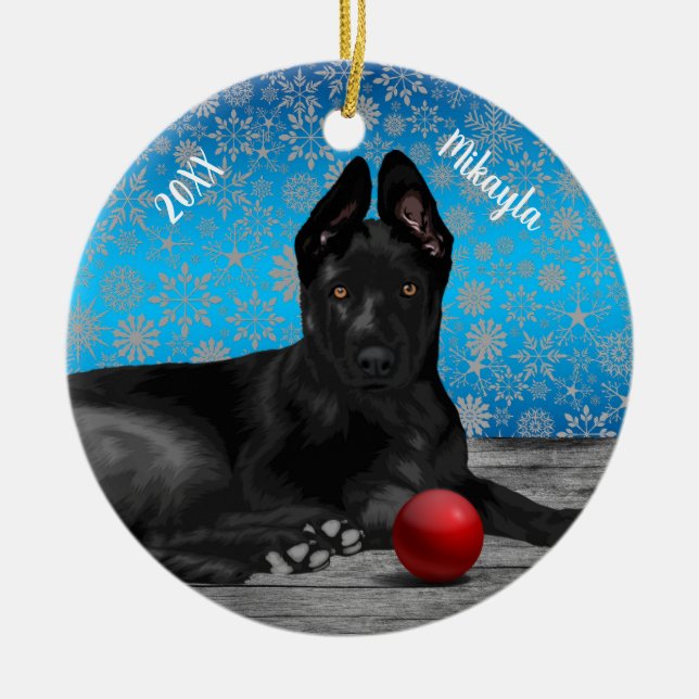 Décoration En Céramique Beautiful German Shepherd Puppy  Christmas  (Devant)