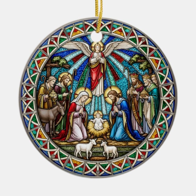 Décoration En Céramique Beautiful Nativity Scene Holy Family Angel (Devant)