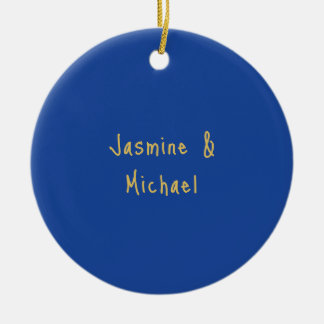 Décoration En Céramique Beaux Noms De Couple Calligraphiés Bleu Et Or