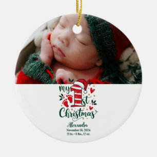 Décoration En Céramique Bébé au bonbon de Noël pour son 1er Noël