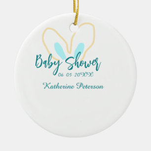 Décoration En Céramique Bébé bleu jaune nom date oreille d'animal mignon