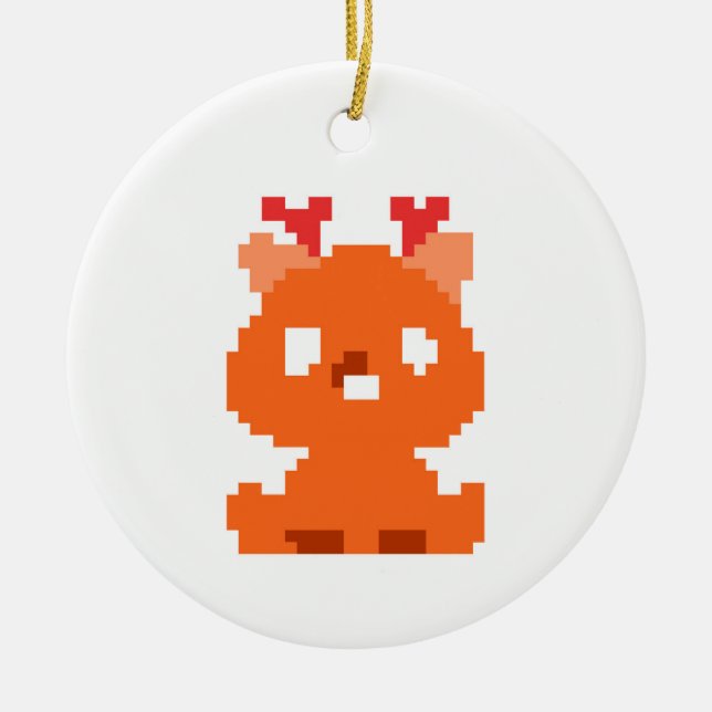 Décoration En Céramique Bébé cerf pixelisé mignon (Devant)