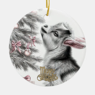 Décoration En Céramique Bébé chèvre Noël 11 et VOTRE PHOTO