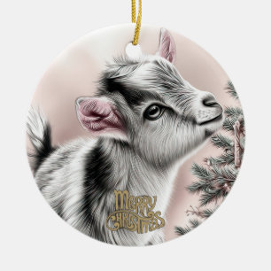 Décoration En Céramique Bébé chèvre Noël 12 et VOTRE PHOTO