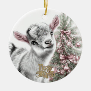 Décoration En Céramique Bébé chèvre Noël 14 et VOTRE PHOTO