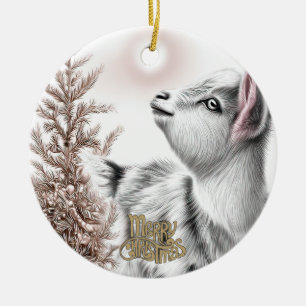 Décoration En Céramique Bébé chèvre Noël 16 et VOTRE PHOTO