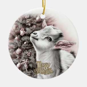 Décoration En Céramique Bébé chèvre Noël 1 et VOTRE PHOTO
