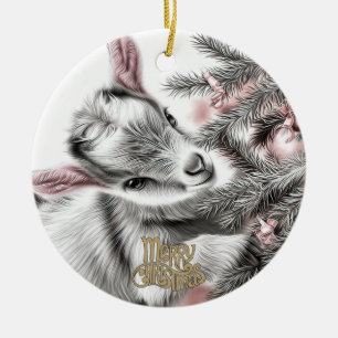 Décoration En Céramique Bébé chèvre Noël 5 et VOTRE PHOTO