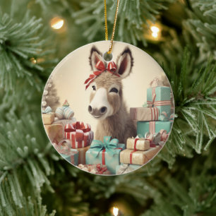 Décoration En Céramique Bébé Donkey Family Orament, Amateurs d'âne Cadeaux