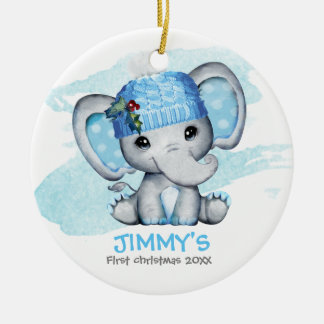 Décoration En Céramique Bébé Eléphant mignon Garçon premier Noël de bébé